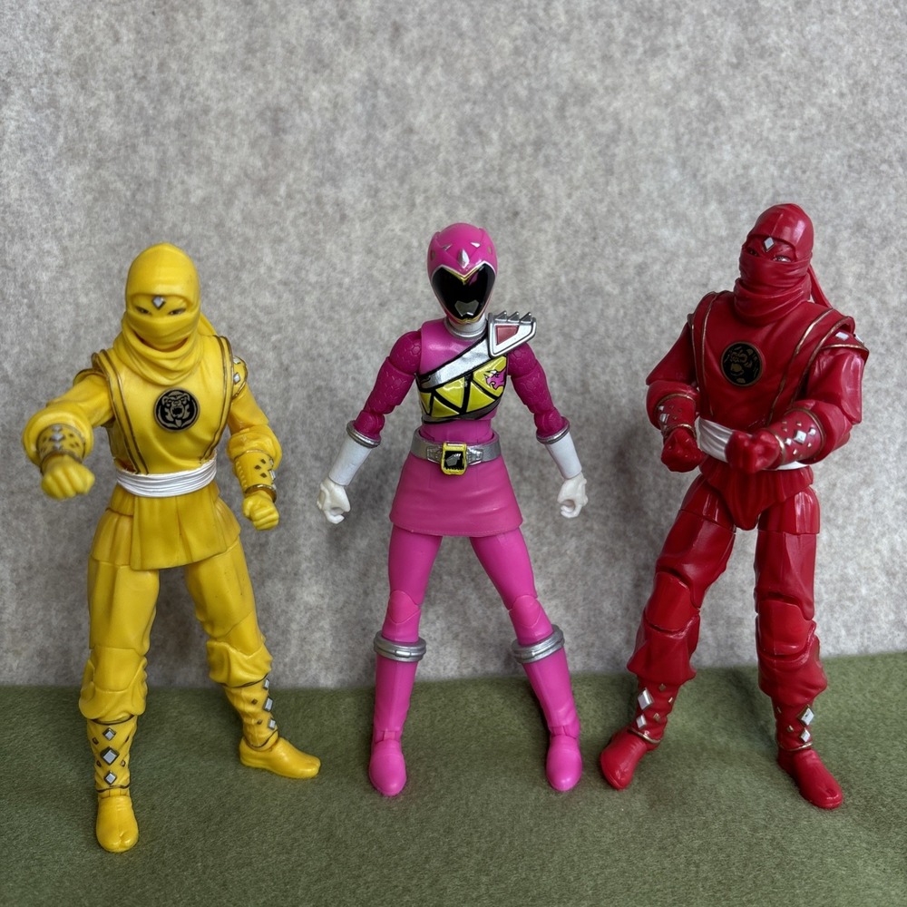 Hasbro Power Rangers Lot 3 Dino Charge Pink Ranger Ninja Red Yellow Figures 2022
